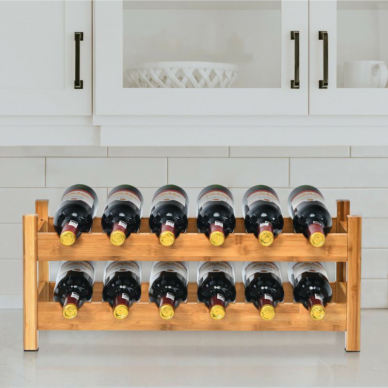 dropship Kitchen Natural Bamboo Products Wine Rack Display Storage Holder Shelf