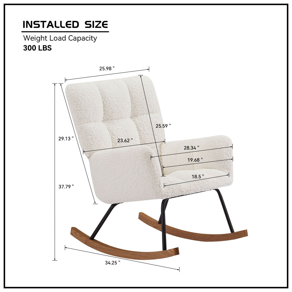 dropship Leisure Sofa Glider Chair, Comfy Upholstered Lounge Chair with High Backrest, for Nursing Baby, Reading, Napping Beige
