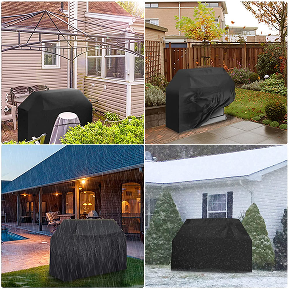 dropship Barbecue Cover Weatherproof 210d Oxford Cloth Tear-resistant Grill Hood With Self-adhesive Straps Storage Bag 145x61x117cm