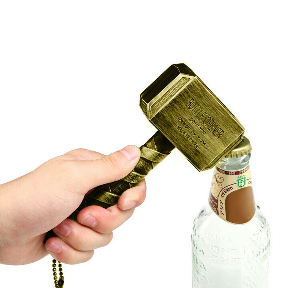 dropship 1PC Silver Beer Bottle Openers Multifunction Hammer Of Thor Shaped Beer Bottle Opener With Long Handle Bottler Metal Opener Beer