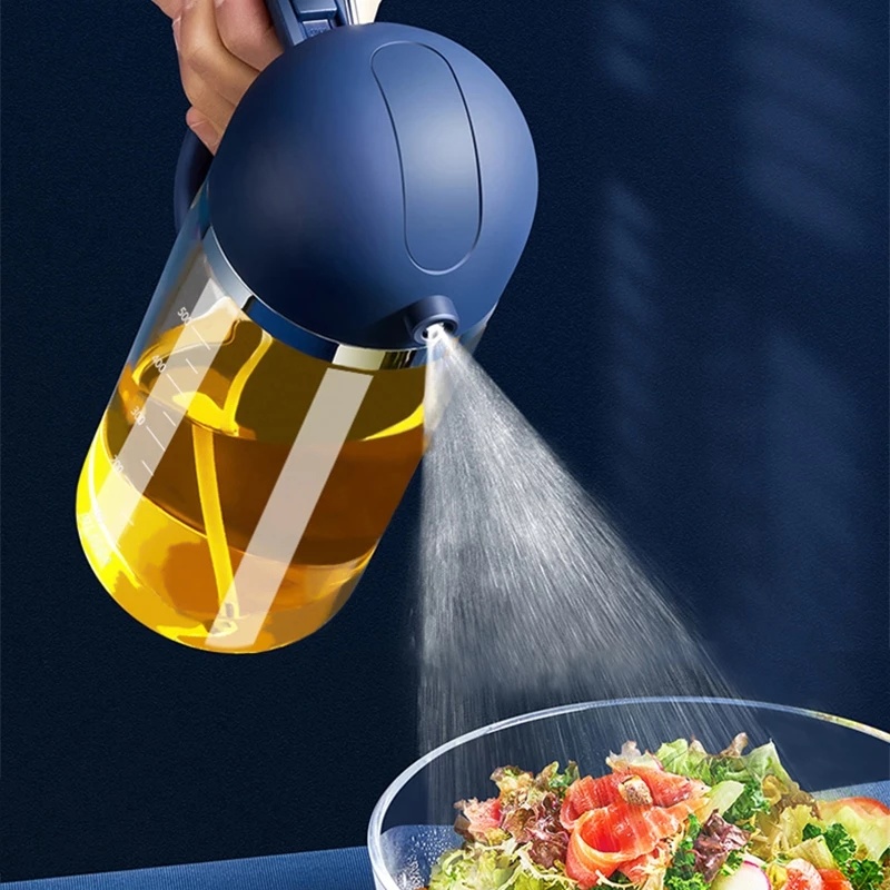 dropship 1pc 2-in-1 Oil Bottle Spray And Automatically Open Pour Olive Oil Gravy Boats Grill Sprayer Leak-proof Nozzle BBQ Kitchen Accessories