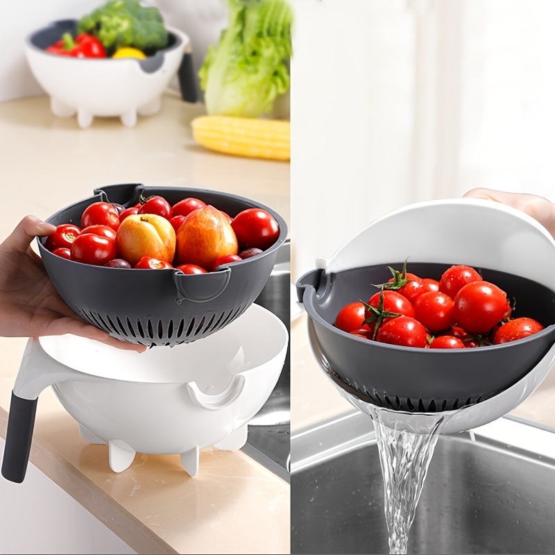 dropship 1Set Cutting And Draining Basket; Multifunctional Vegetable Cutting Artifact; Household Potato Shredded Slices Tools; Kitchen Vegetable Cutting And Draining Basket