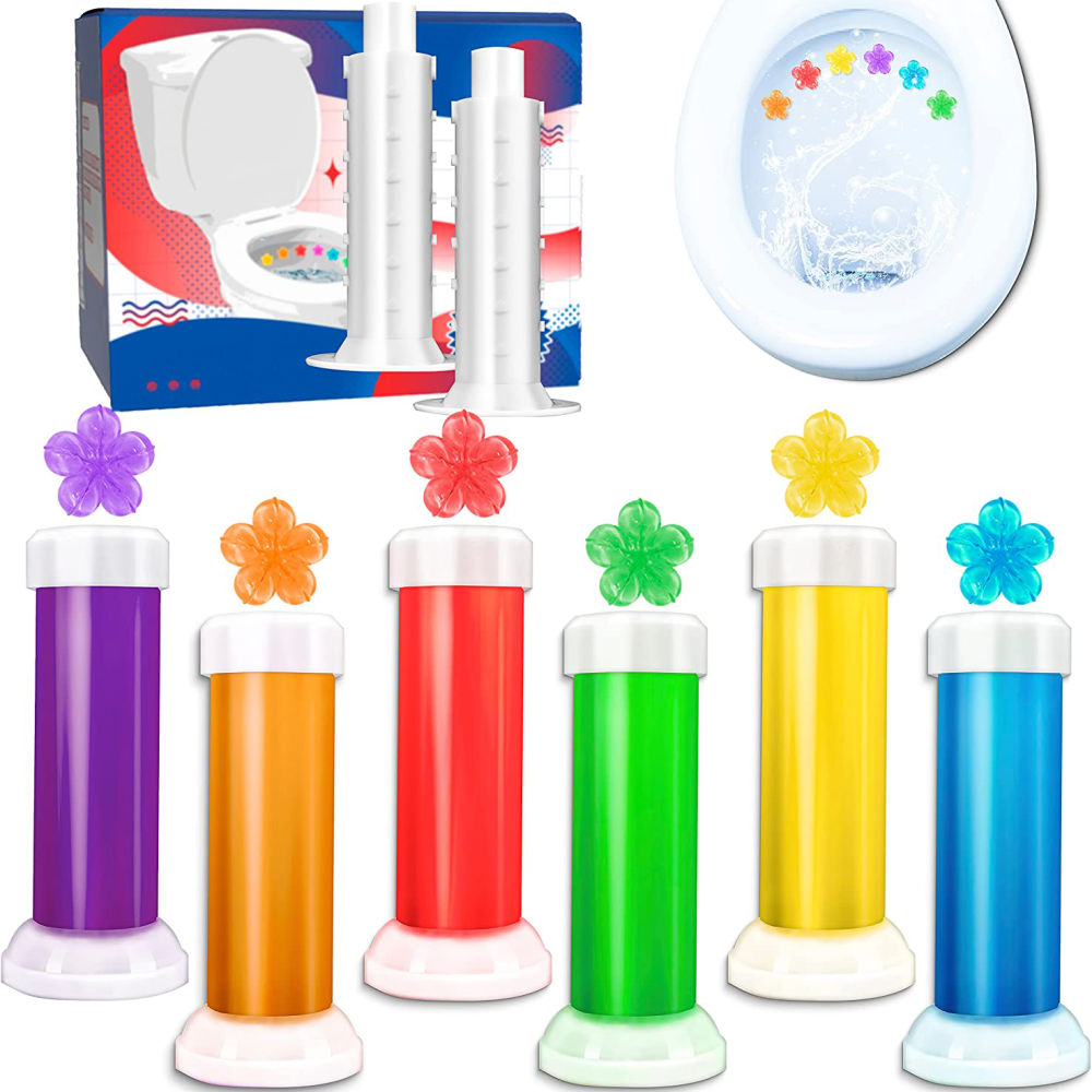 dropship 1pc/6pcs Toilet Gel Stamp Flower Fragrance Bathroom Deodorizer Bowl Cleaner Toilet Wand Refills