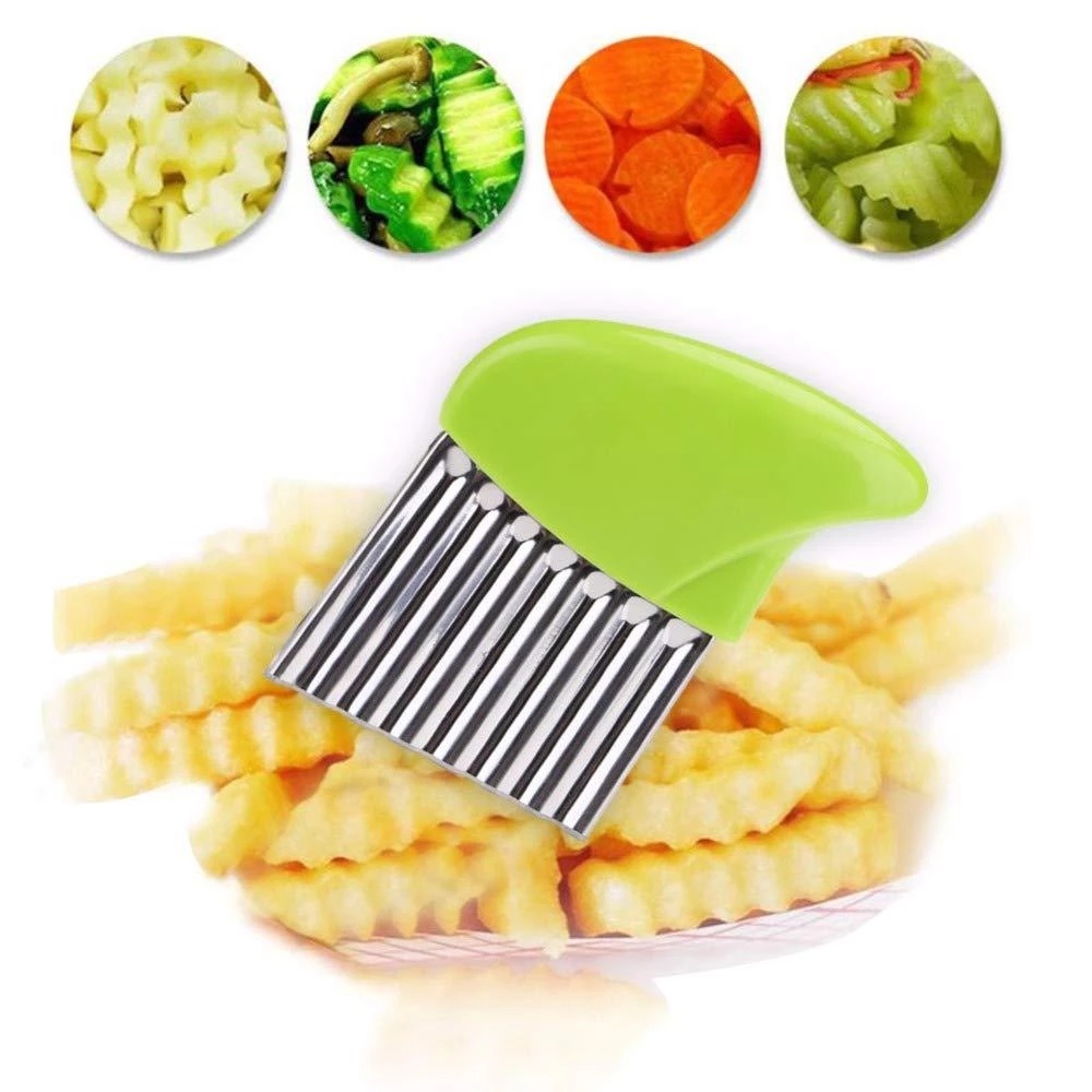 dropship Potato Cutter Stainless Steel Wavy Knife French Fry Chip Cutter