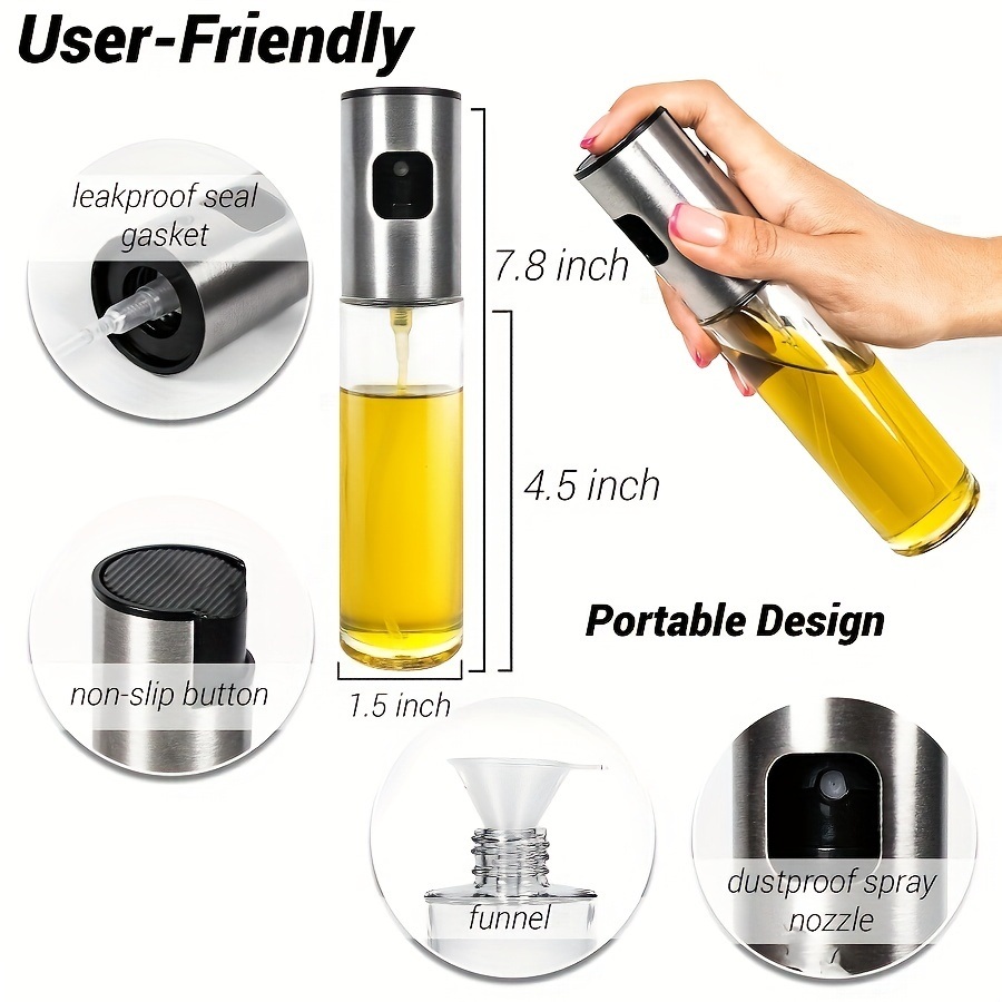 dropship Reusable Glass Oil Sprayer - 100ml/3.5oz - Ideal for Cooking - Olive Oil Mister Spray Bottle - Dispenser Spray Bottle
