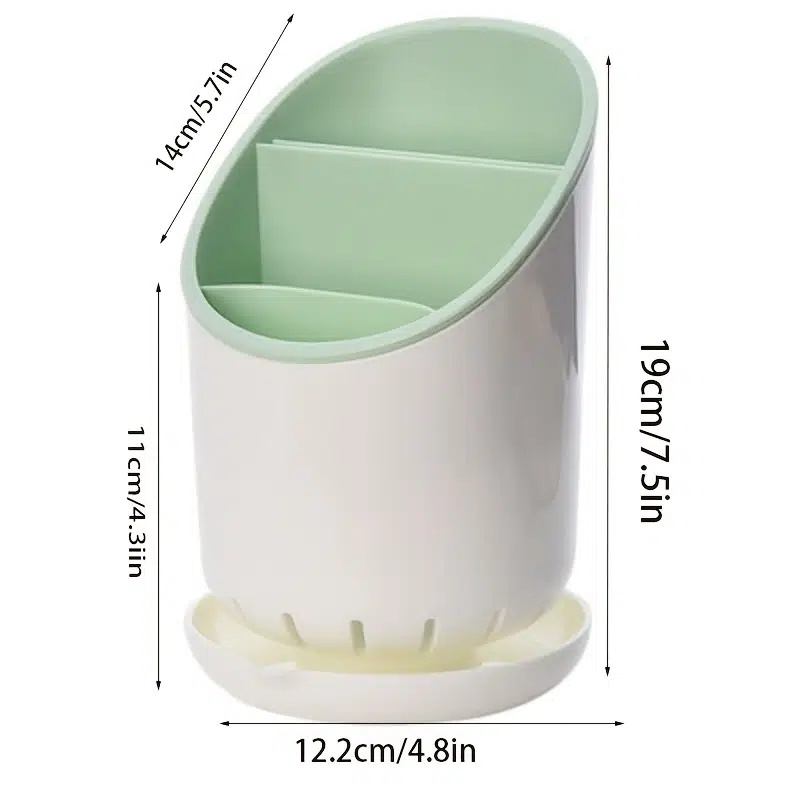 dropship 1pc Kitchen Utensil Holders Cutlery Drying Rack For Counter With Catch Pan And Drain Hole; Anti Tilting Kitchen Silverware Drainer Basket Sink