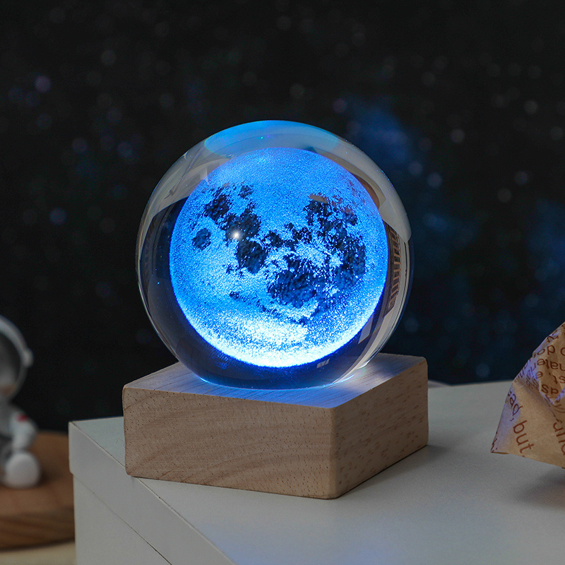 dropship Cosmos Series Crystal Ball Night Lights; Milky Way; Moon; Desktop Bedroom Small Ornaments; Creative Valentine's Day Gifts Birthday Gifts