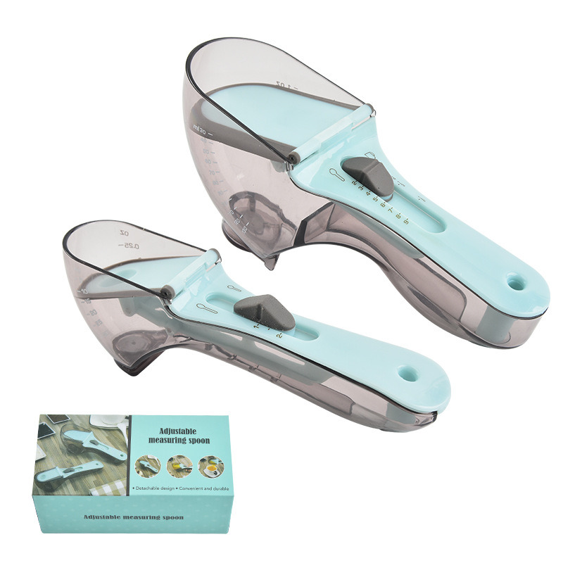 dropship 2pcs Adjustable Measuring Cups And Spoons; Plastic Scoop Measuring Cup With Magnetic; For Dry And Liquid Ingredient; Kitchen Tools