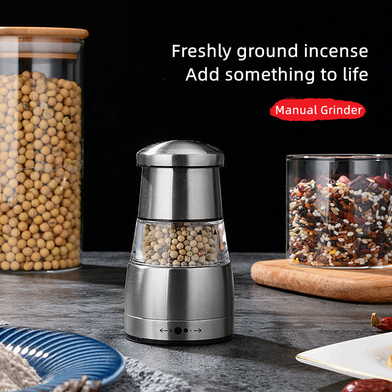 dropship Multi Functional Manual Pepper Mill Convenient Stainless Steel Grinding Bottle Black Pepper Adjustable Grinder Condiment Tool