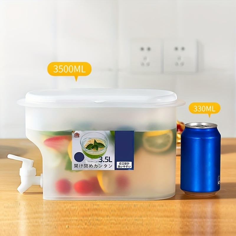 dropship 1pc 3.5L Cold Water Bucket Put Refrigerator Lemon Cold Water Cold Bubble Bottle Ice Water Tea Kettle With Faucet Cold Kettle