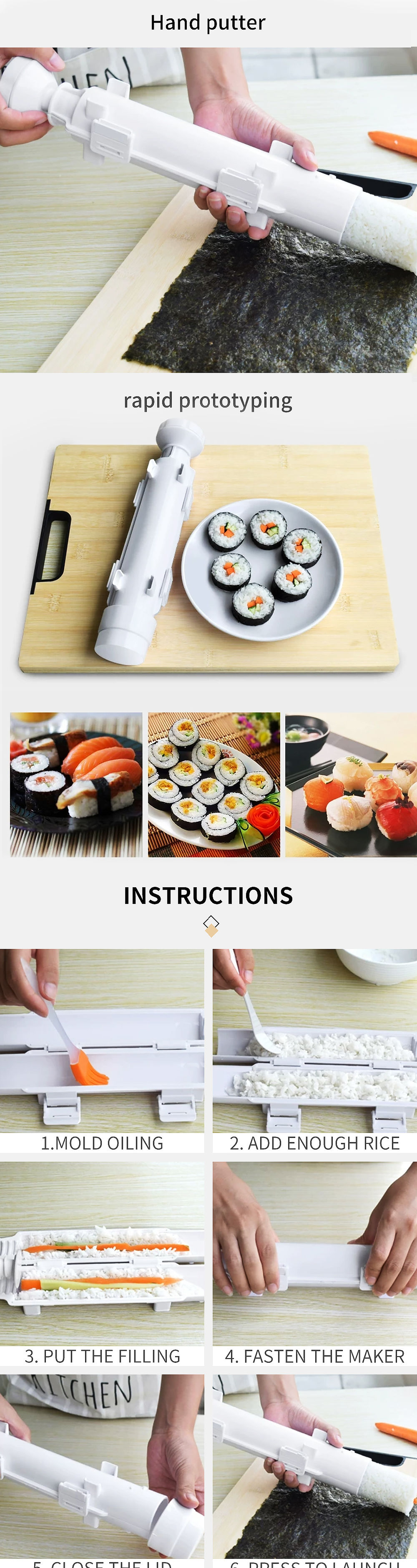 dropship Quick Sushi Maker Roller Rice Mold Vegetable Meat Rolling Gadgets DIY Sushi Device Making Machine Kitchen Ware