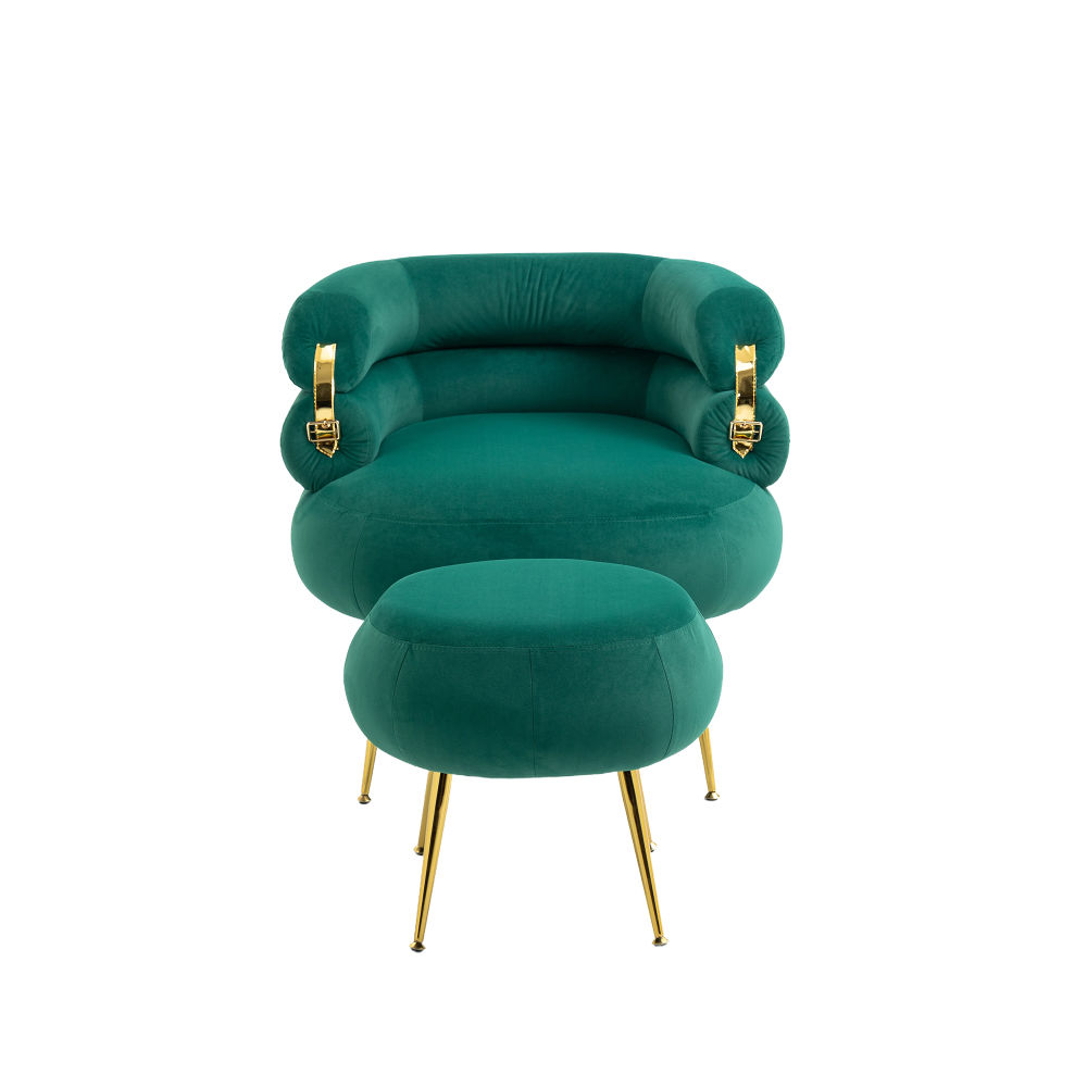 dropship COOLMORE Velvet Accent Chair Modern Upholstered Armchair Tufted Chair with Metal Frame, Single Leisure Chairs for Living Room Bedroom
