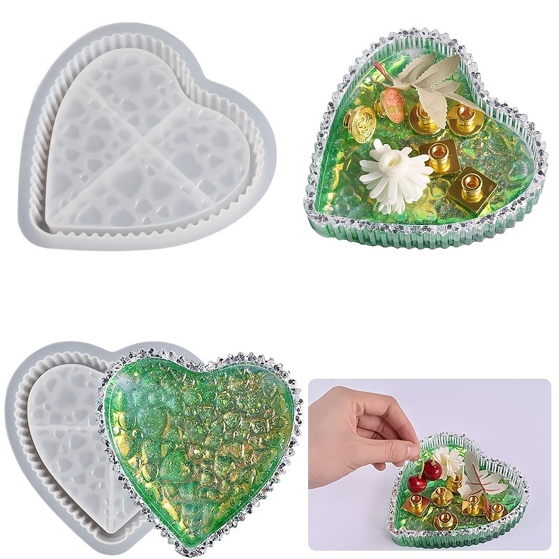 dropship 1pc Heart-shaped Striped Dewdrop Tray Saucer Love Water Pattern Storage Box Silicone Mold