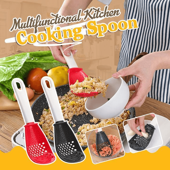 dropship New Multifunctional Kitchen Cooking Spoon Heat-resistant Hanging Hole Innovative Potato Garlic Press Colander Flour Sifter