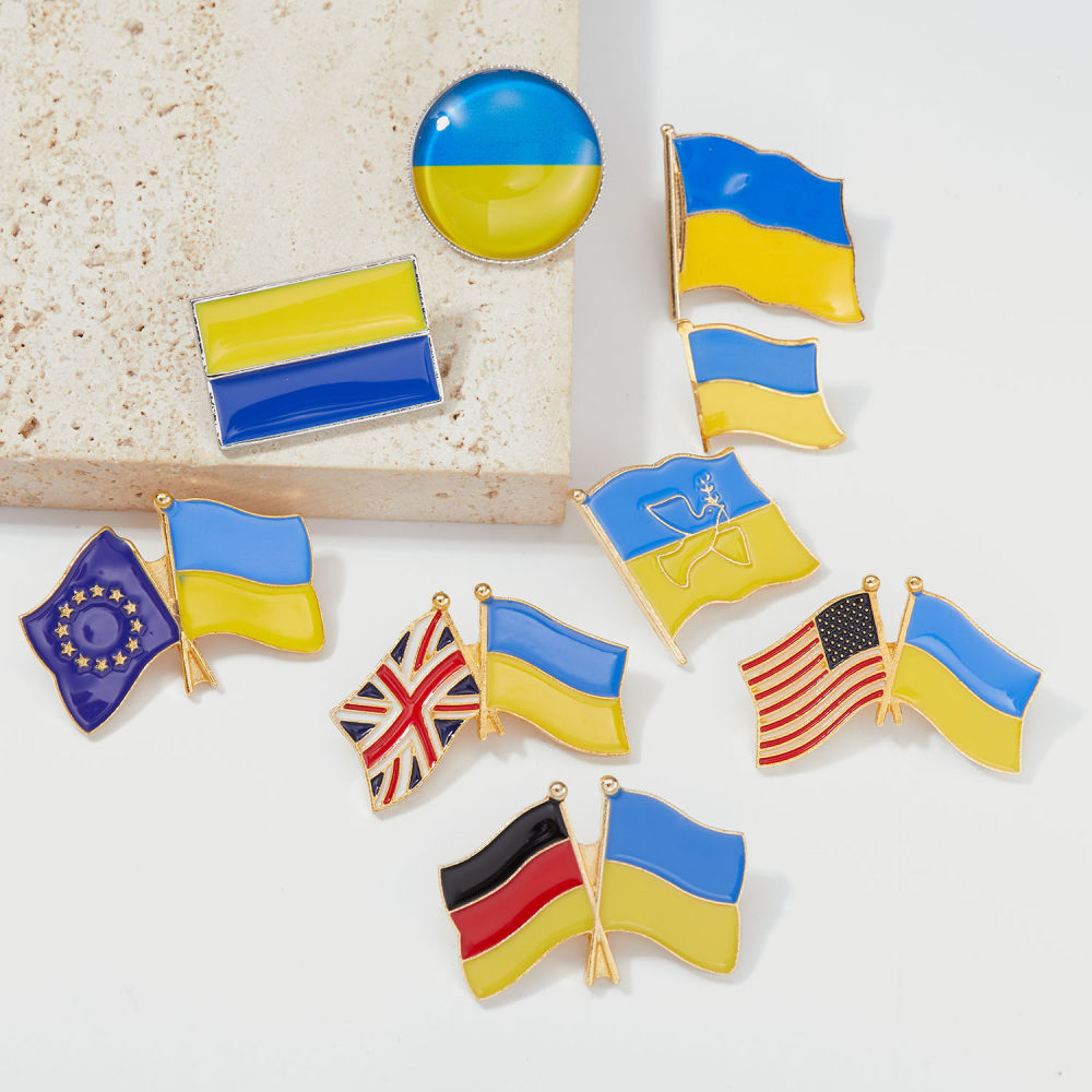 dropship Personality Ukraine Flag Brooch For Women Men Ukrainian National Map Blue Yellow Pins Patriotic Badges Coat Dress Lapel Jewelry