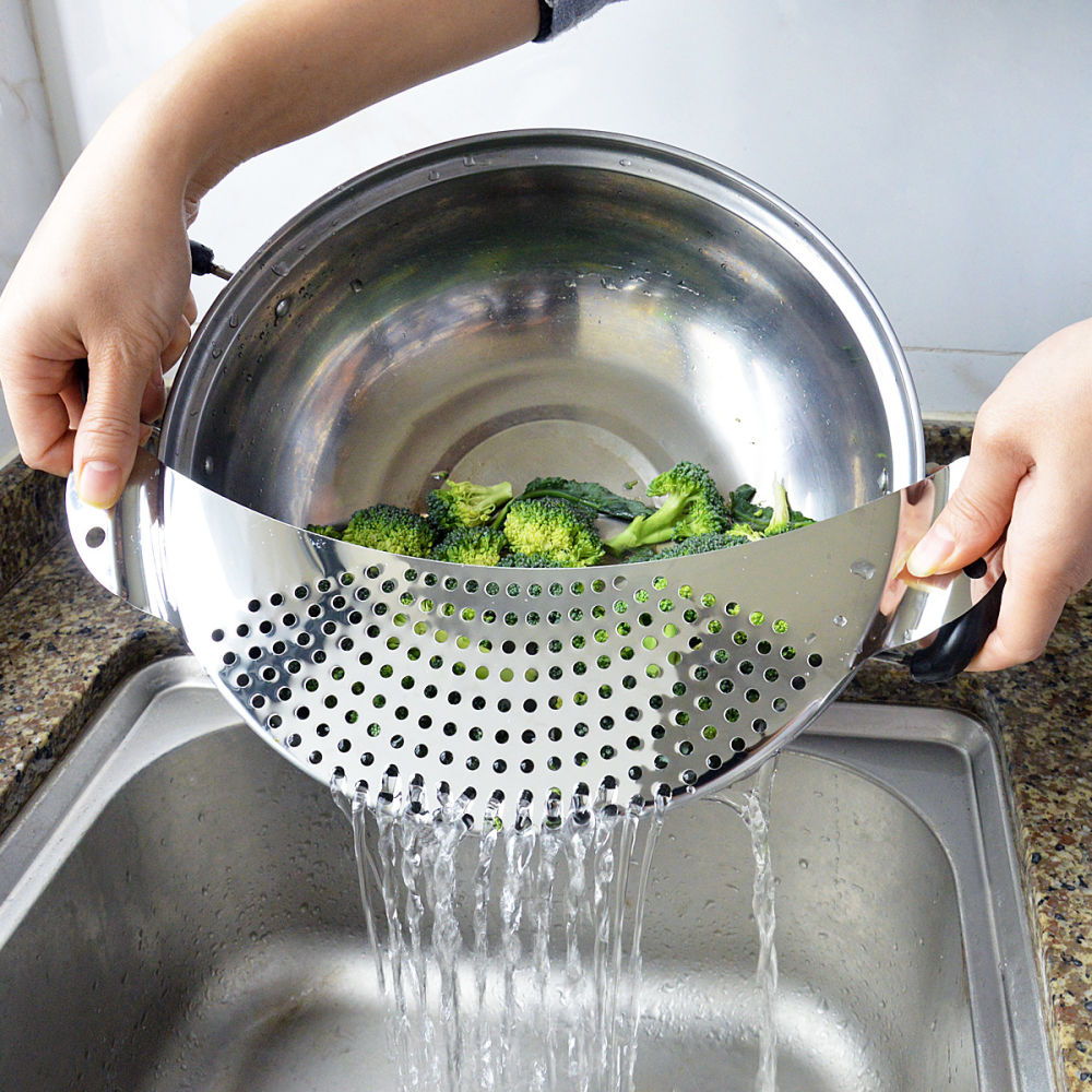 dropship 1pc Strainer Drain Leakproof Washing Rice Baffle Sieve Vegetable Fruit