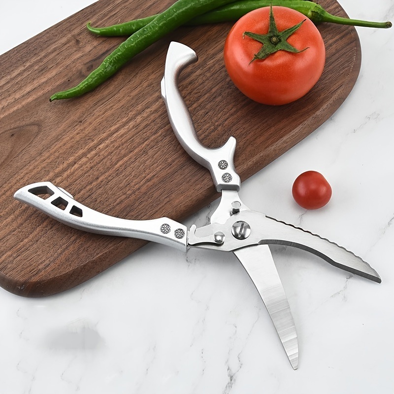 dropship 1pc Kitchen Poultry Shears; Kitchen Powerful Chicken Bone Scissors; Multi-purpose Stainless Steel Scissors; Duck Fish Cutter Shears