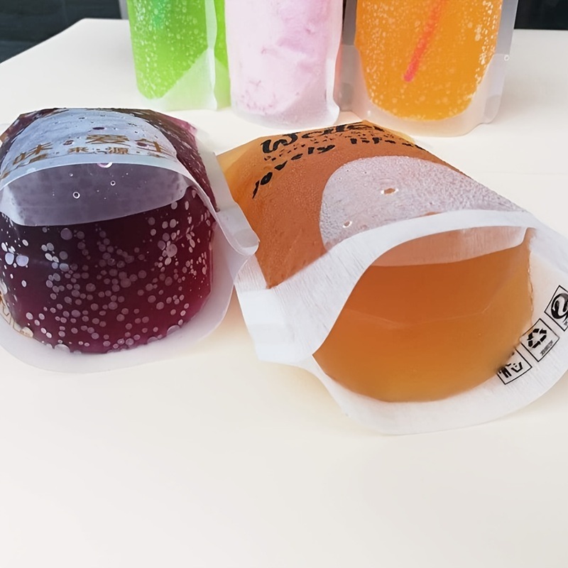 dropship 30pcs Reusable Juice Bags; Clear Drink Pouches Bags; 500ml/16.9oz; Disposable Plastic Zipper Juice Bags; Smoothie Drinks Container Bags