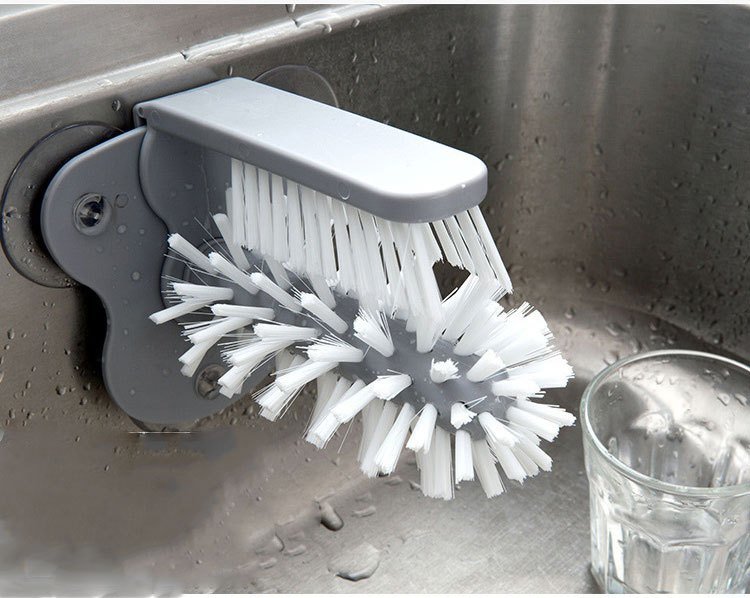 dropship 1pc Cup Scrubber Glass Cleaner Bottles Brush Sink Kitchen Accessories 2 In 1 Drink Mug Wine Suction Cup Cleaning Brush Gadgets