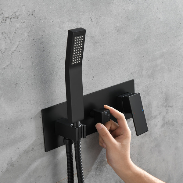 dropship Brass Matte Black Shower Faucet Set Shower System 10 Inch Rainfall Shower Head with Handheld Sprayer Bathroom Luxury Rain Mixer Combo