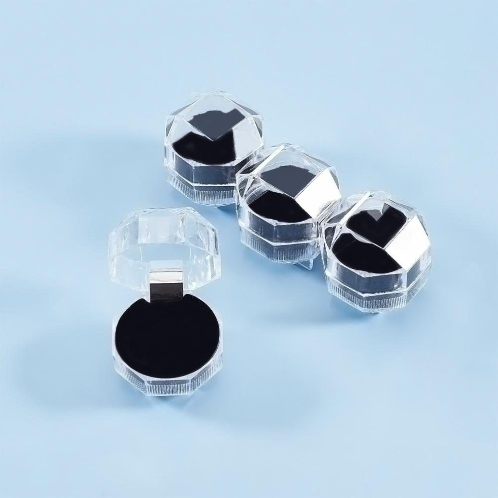 dropship 40pcs Black Clear Plastic Ring Boxes Crystal Earrings Jewelry Storage Boxes Display Organizer Case With Foam Insert