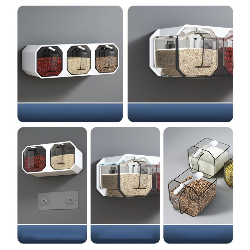 dropship 1pc Punch-free Wall-mounted Seasoning Box; Seasoning Jar; Kitchen Seasoning Storage Container; Seasoning Bottle; Spice Box Organizer; Seasoning Storage Box