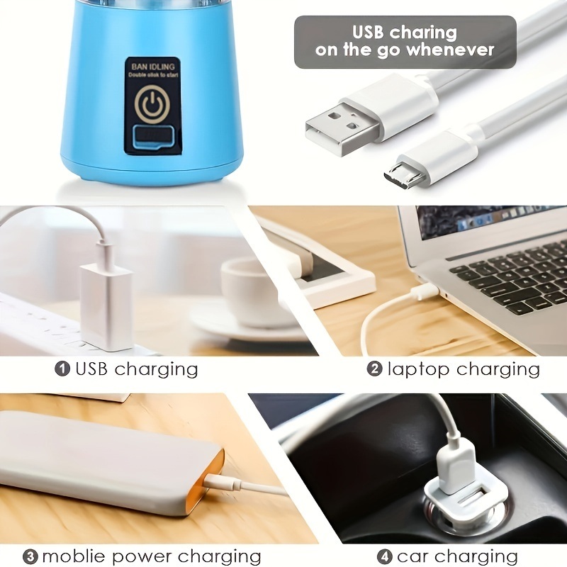 dropship 1pc Portable 6 Blades In 3D Juicer Cup, Updated Version Rechargeable Juice Blender Secure Switch Electric Fruit Mixer For Superb Mixing, USB Rechargeable