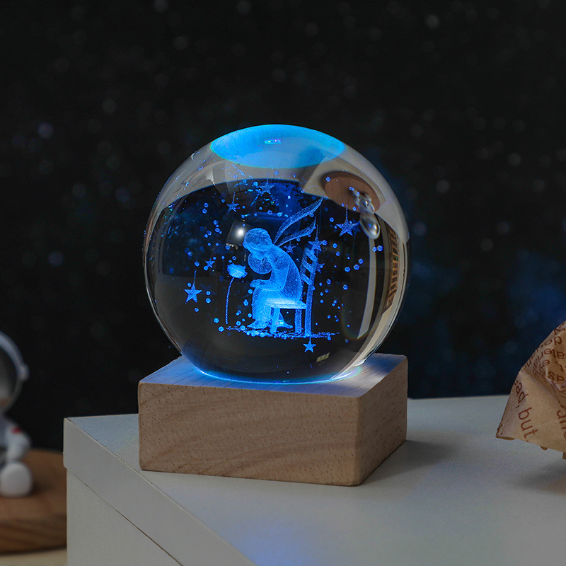 dropship Cosmos Series Crystal Ball Night Lights; Milky Way; Moon; Desktop Bedroom Small Ornaments; Creative Valentine's Day Gifts Birthday Gifts