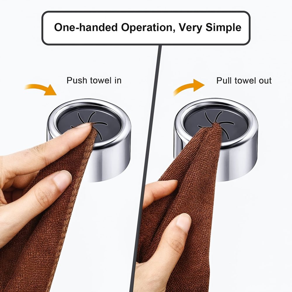 dropship 1/3/8pcs Kitchen Towel Holder, Self Adhesive Wall Dish Towel Hook, Round Wall Mount Towel Holder For Bathroom, Kitchen And Home, Wall, Cabinet, Garage, No Drilling Required