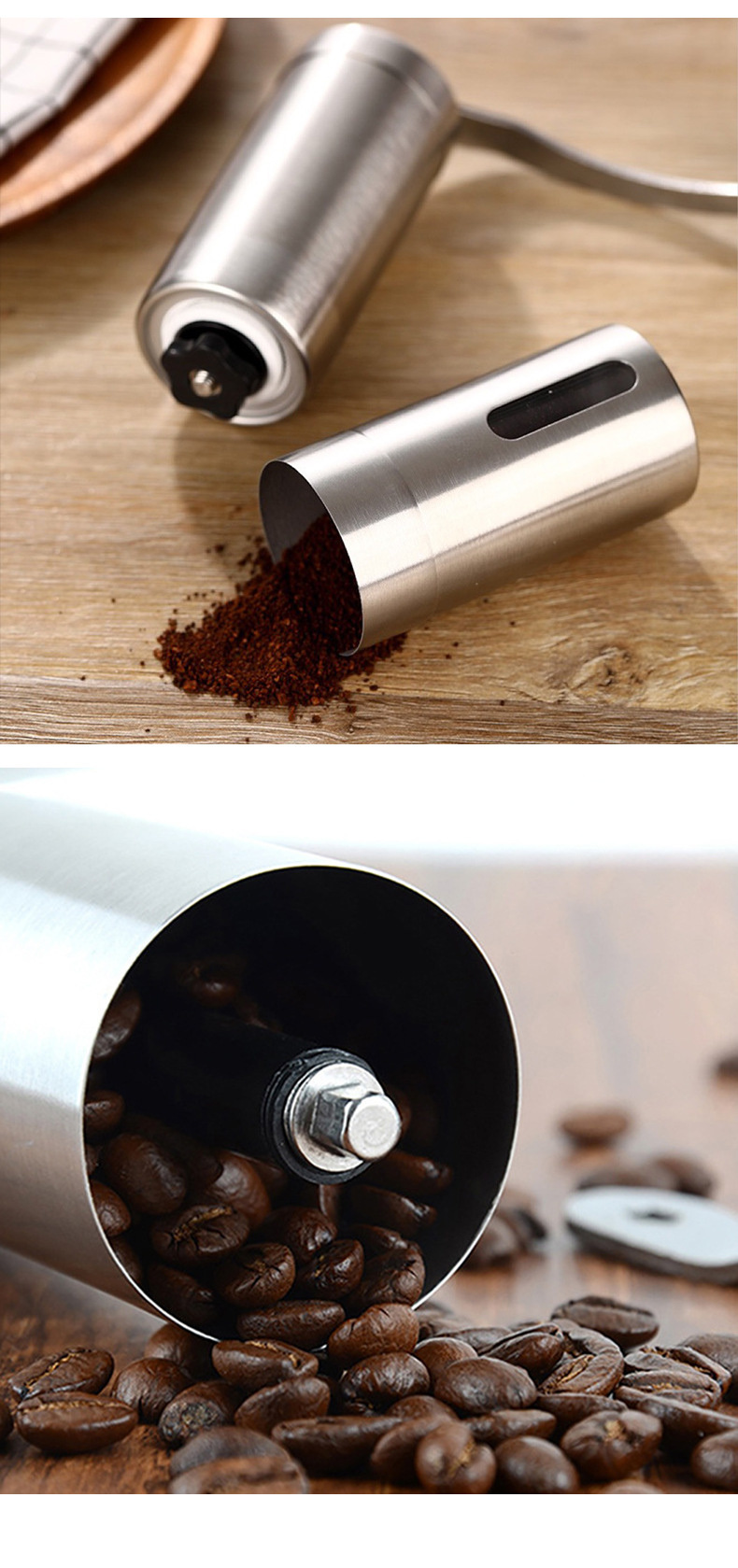 dropship Home Portable Stainless Steel Coffee Grinder Coffee Grinder Coffee Grinder Hand Grinder 304 Stainless Steel