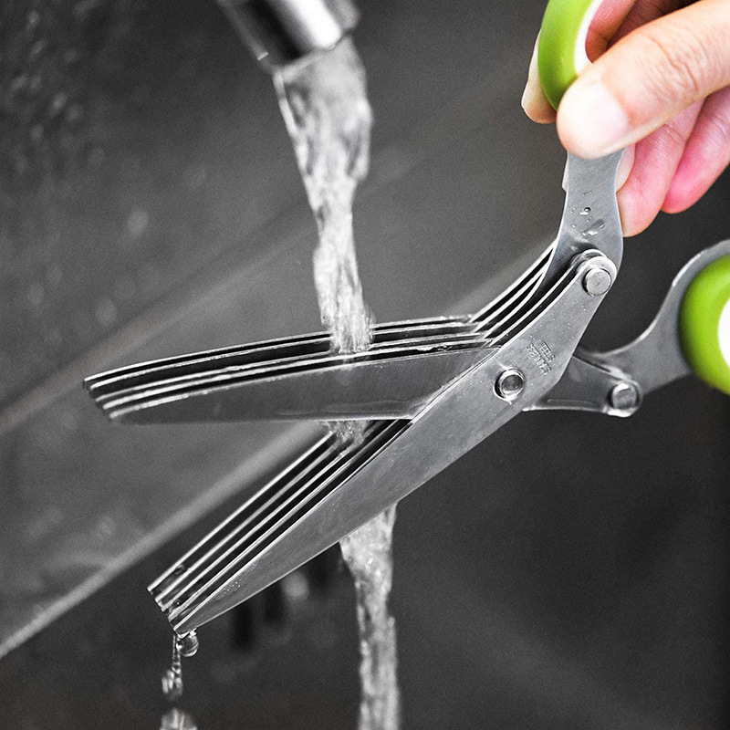 dropship 1pc 5 Blade Kitchen Herb Shears Herb Cutter For Chopping Basil Chive Parsley