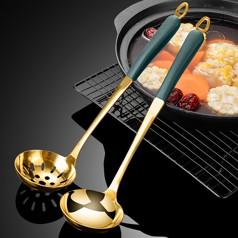 dropship 1 Piece Stainless Steel Silicone Handle Soup Spoon Hot Pot Spoon
