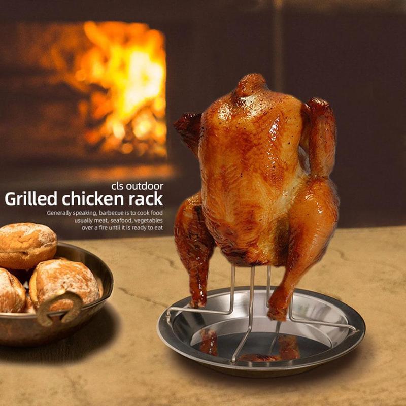 dropship 1 Pc Grilled Chicken Rack Barbecue Grillen Cooking Camping Roaster Bbq Rack Accessories Outdoor Rack Chicken Non-stick Pan