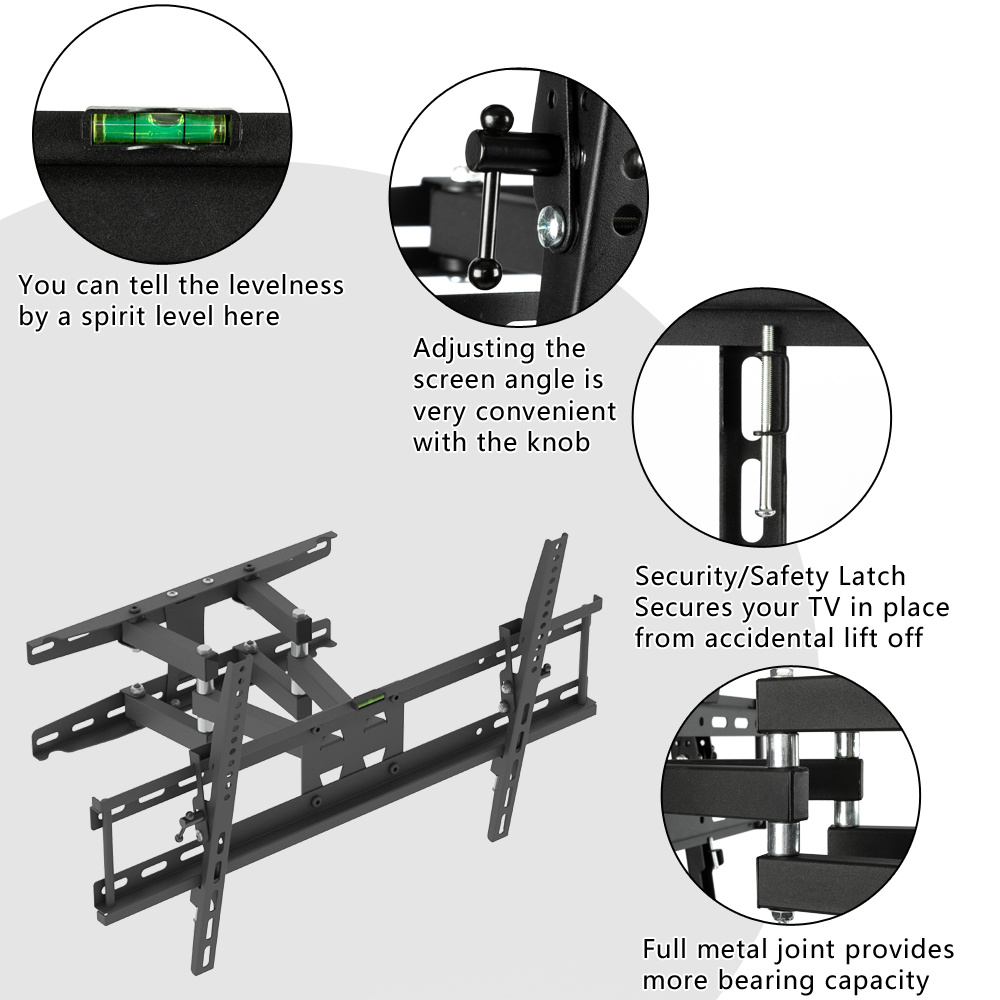 dropship LEADZM TMDS-204 32"-70" 110Lbs VESA600*400 Full Motion TV Wall Mount Tilt Range 0-15° YF