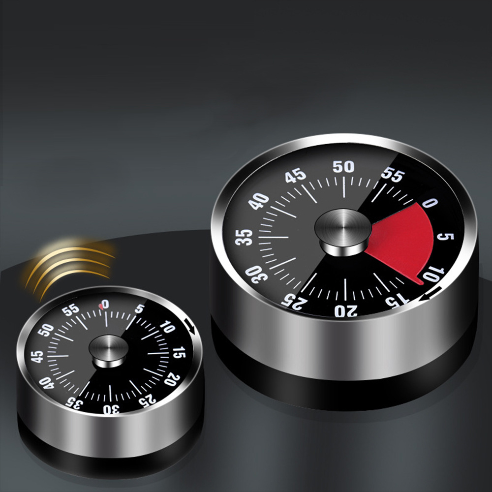 dropship Stainless Steel Visual Timer Mechanical Kitchen Timer 60-Minutes Alarm Cooking Timer With Loud Alarm Magnetic Clock Timer