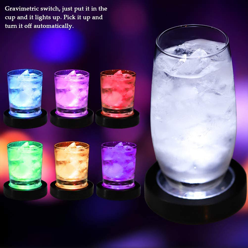 dropship Glow Bottle Sticker USB Rechargeable Coaster Led Coaster Light Flashing Cup Mat Multi Color Light Up Club Bar Wedding Decoration