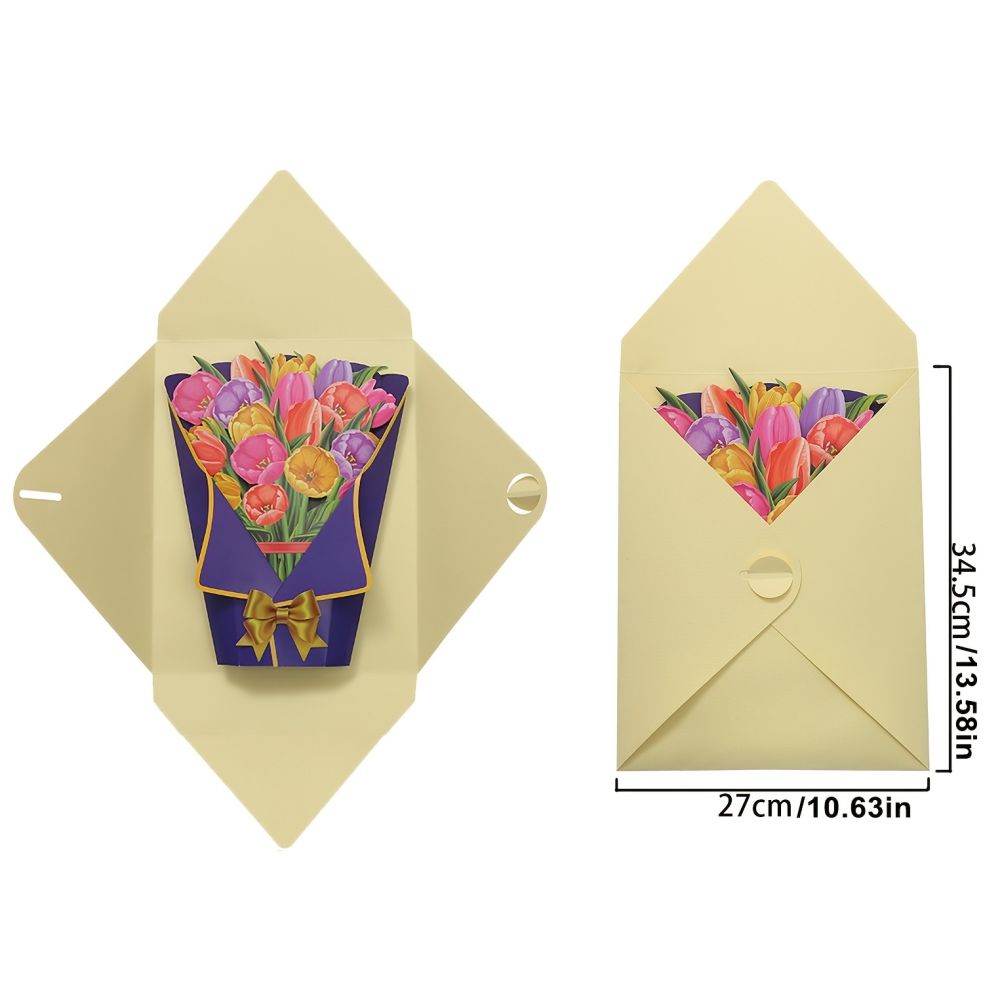 dropship 3D Pop Up Flower Bouquet Paper Flowers Cards; Forever Flower Bouquet Birthday Gift Greeting Cards With Note Card And Envelope For Women Girls Wife Mom Lovers Friend