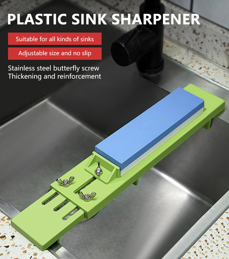 dropship 1pc Adjustable Over Sink Sharpening Stone Base Holder Retractable Non-slip Whetstone Grinding For Knife Sink Bridge Fits Kitchen