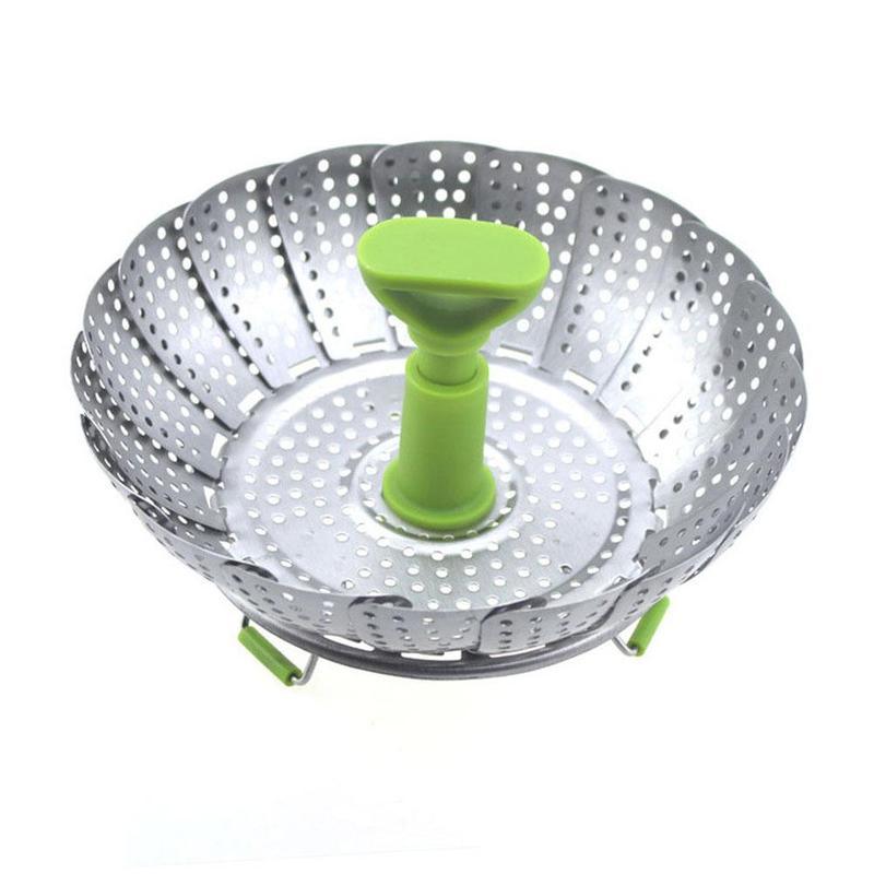 dropship Steel Folding Steamer Basket Steel Fish Steamed Steamer Vegetable Steamer Telescopic V0B3