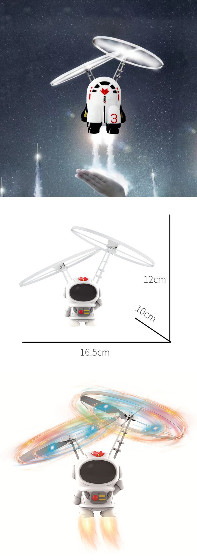 dropship Creative Mini Astronaut Drone Cartoon Spaceman Flying Robot Toys with USB Charging Hand Control Helicopter Kids Gift