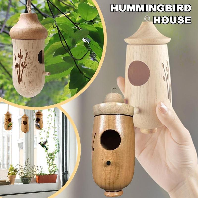 dropship Fashion Outside Wooden Hummingbird House Hanging Swing Hummingbird for Wren Swallow Sparrow Houses Hummingbird