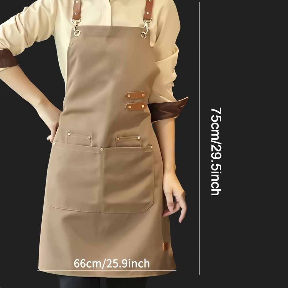 dropship 1pc Apron; Waterproof And Oil-proof Apron With Pockets; Universal Apron For Women And Men; For Coffee Bar; Restaurant; Multipurpose Aprons 29.5in*27.5in