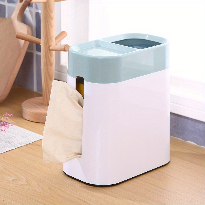 dropship 1pc 2 In 1 Desktop Trash Can With Tissue Box; Creative Plastic Mini Wastebasket; Trash Can; Garbage Bin; Rubbish Recycling For Desktop; Dressing Table