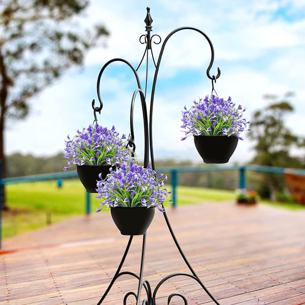 dropship 4 Bundles Premium Oxidation Resistance Artificial Flower; Artificial Outdoor Flowers UV Resistant Fake Flowers No Fade Faux Plastic Greenery Shrubs Garden Porch Window Box Wedding Decorating