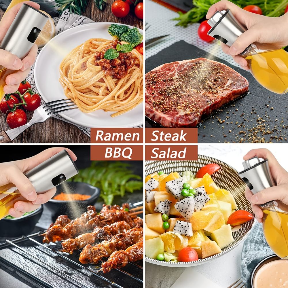 dropship Olive Oil Dispenser Bottle Oil Sprayer Dispenser Vinegar Sprayer Dressing Spray Portable; Grilling Olive Oil Glass Bottle 200ml; For Kitchen; Cooking; Salad; Bread Baking