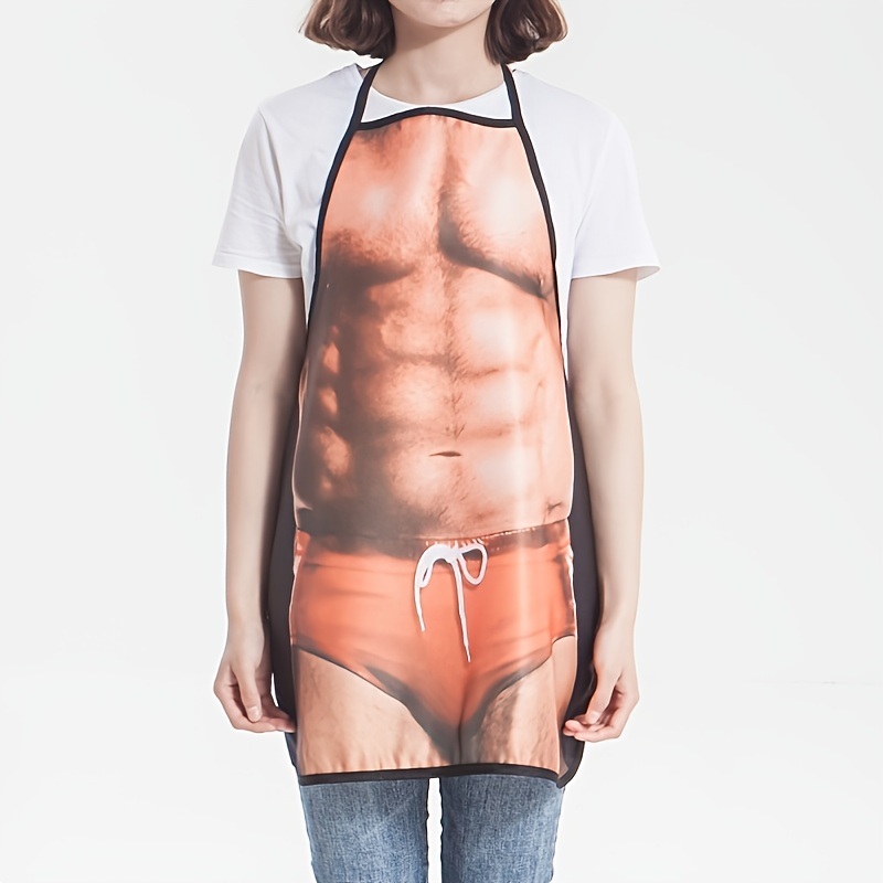 dropship 1pc Personality Funny Apron; Novelty And Creative Muscle Men Apron; 23.7"x18.7"