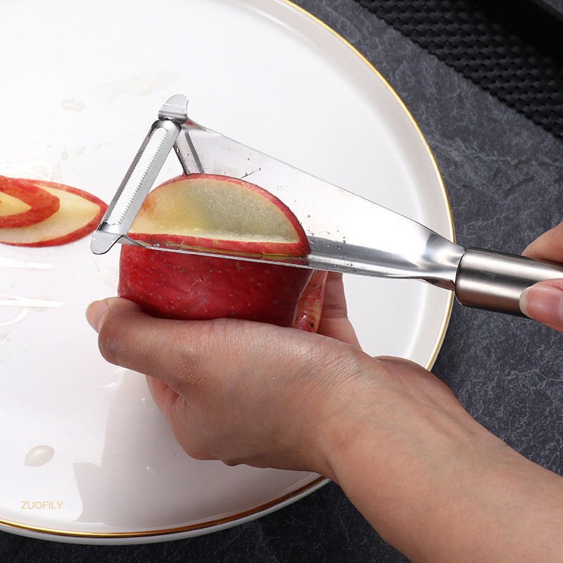 dropship Multifunctional Apple Triangle Push Knife Potato Stainless Steel Fancy Fruit Knife Creative Carving Restaurant Plate Peeling Kni