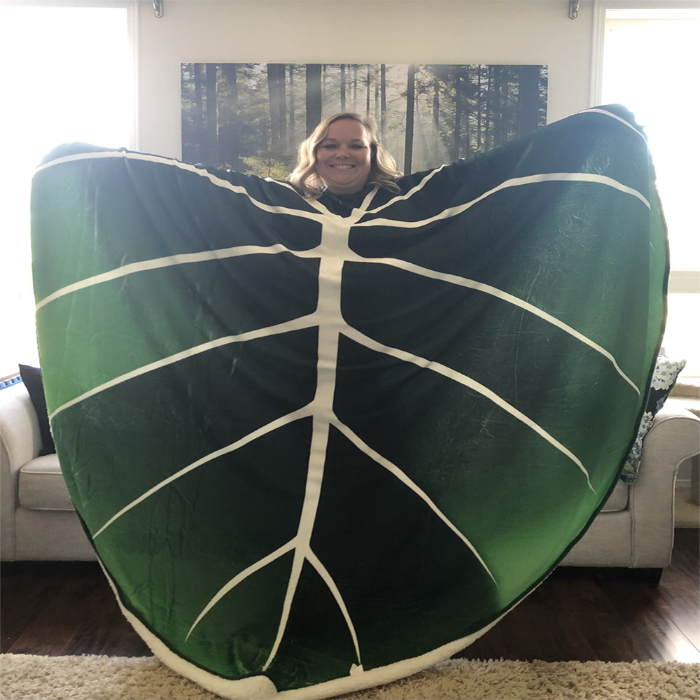 dropship Large Leaf Blanket Soft Leaves Flannel Gloriosum Leaf Blankets for Beds Sofa Cozy Beach Blanket Funny Birthday Gift Manta