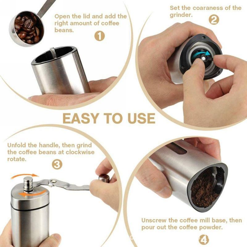 dropship Portable Home Manual Coffee Grinder Stainless Steel with Ceramic Burr Bean Mill