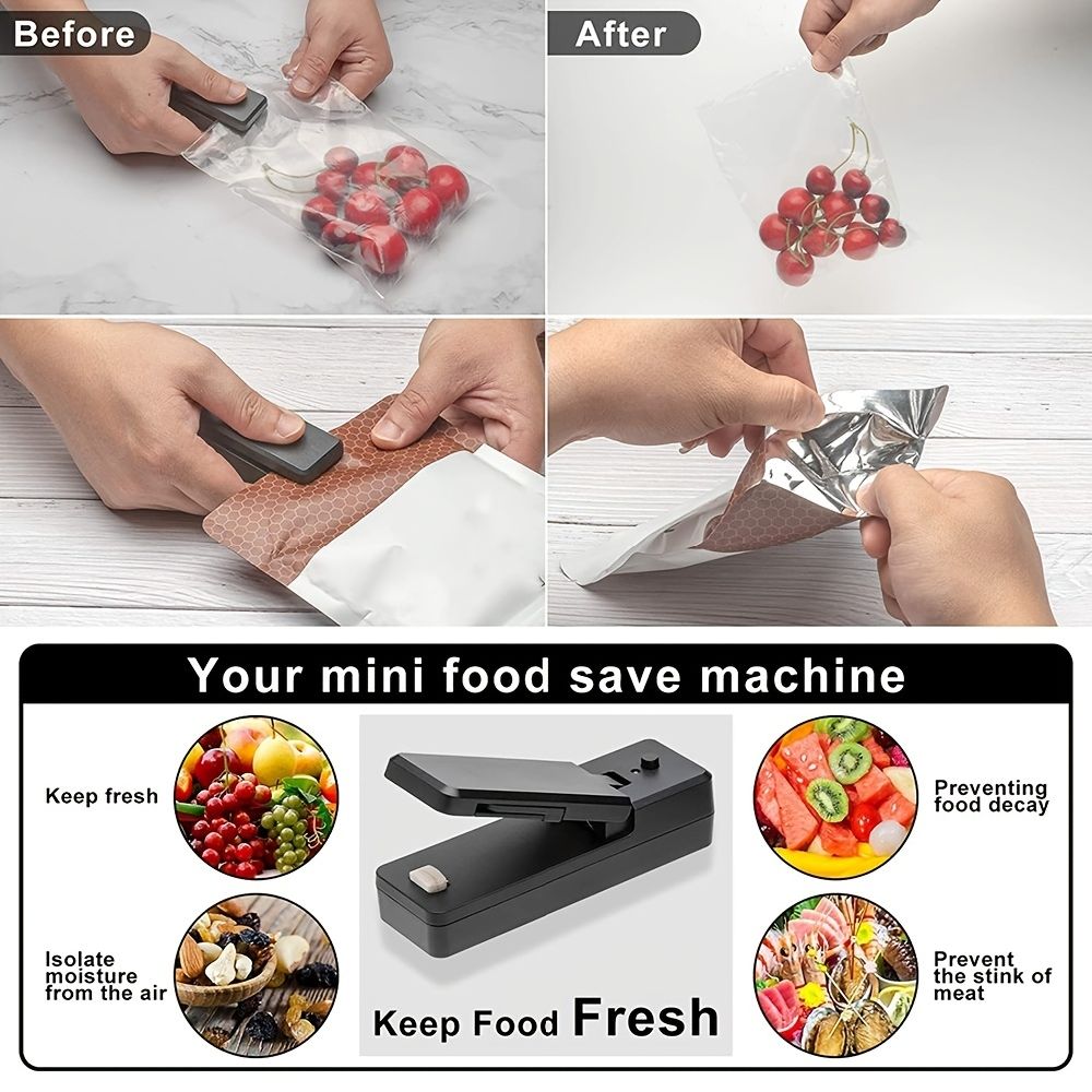 dropship 1pc 2 In 1 USB Chargable Mini Bag Sealer Heat Sealers With Cutter Knife Rechargeable Portable Sealer For Plastic Bag Food Storage